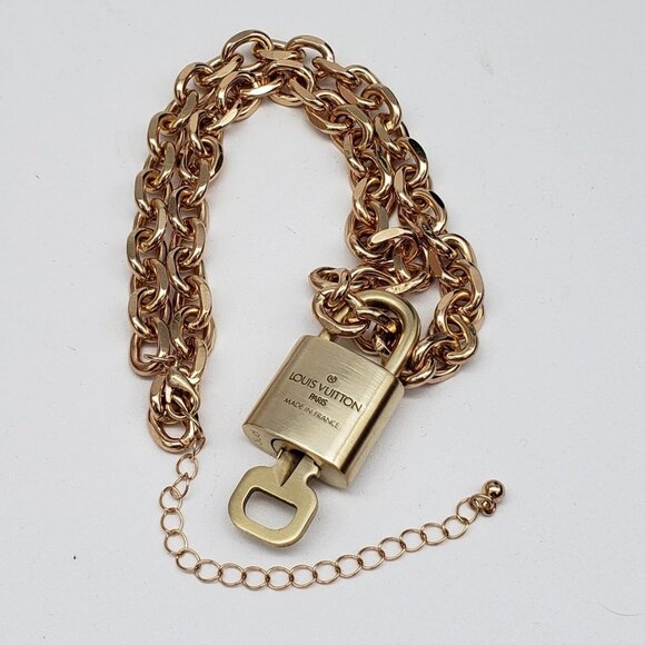 Authentic Louis Vuitton Gold Padlock With Unbranded Gold Plated Chain - Picture 5 of 9